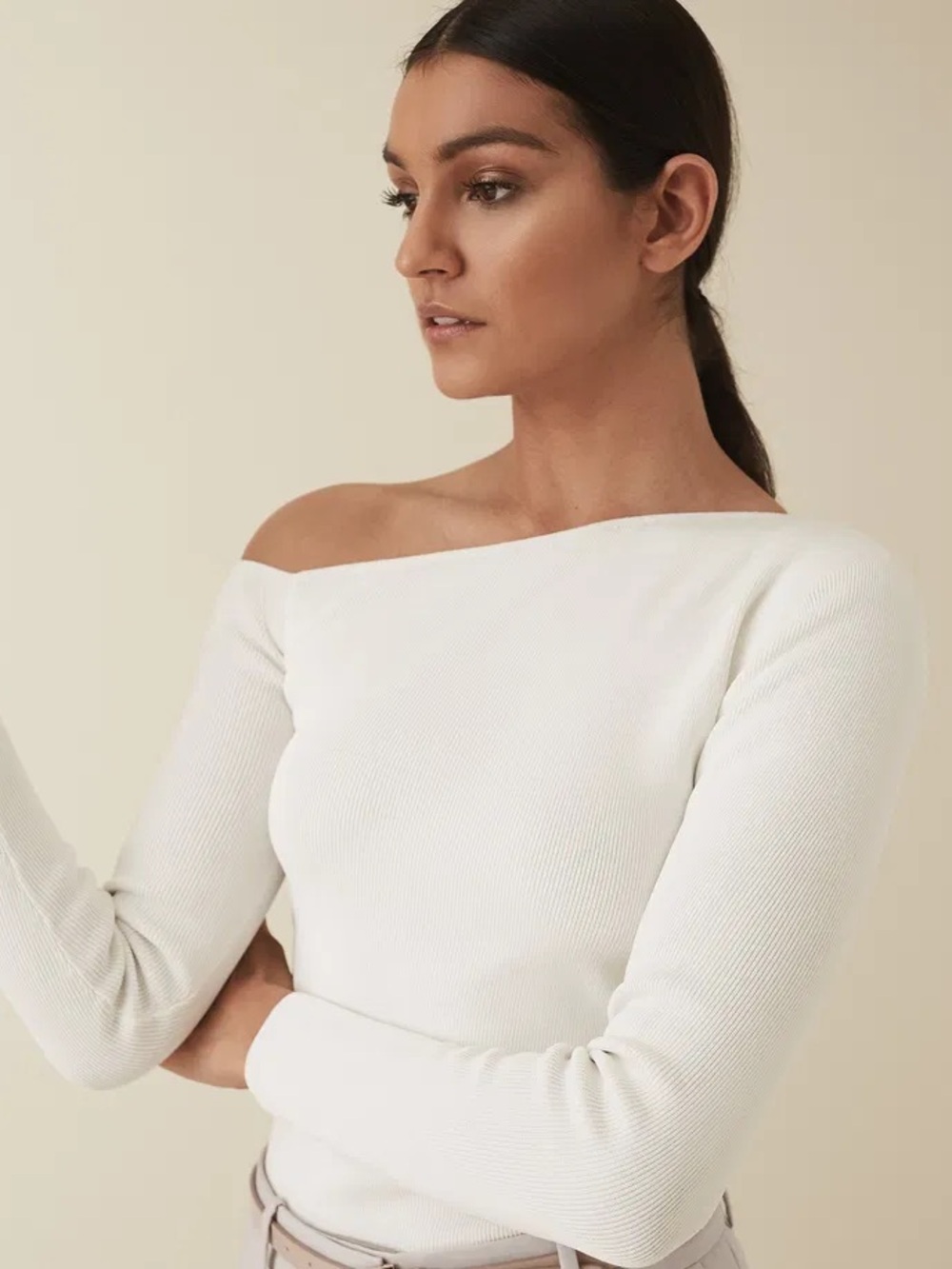 Reiss Anisa Knitted Asymmetric Neckline To